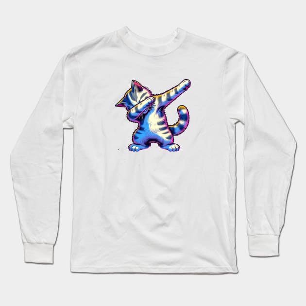 Cute Dabbing Cat Long Sleeve T-Shirt by Buckeyes0818